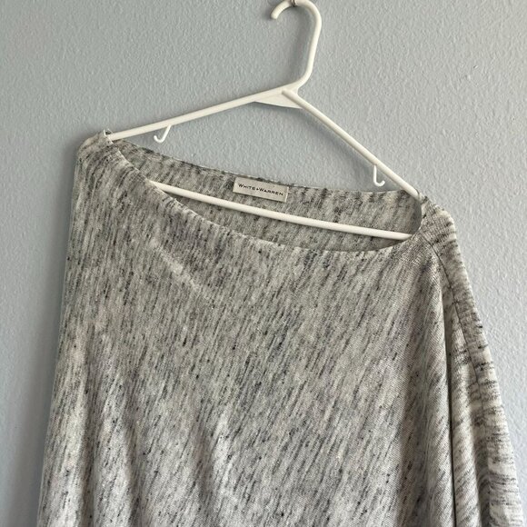 White + Warren Two‎ Way Angled Topper Poncho Gray Heather Linen Blend One Size - Picture 3 of 9